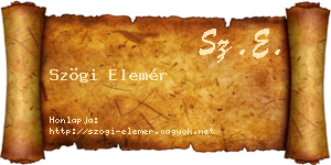 Szögi Elemér névjegykártya